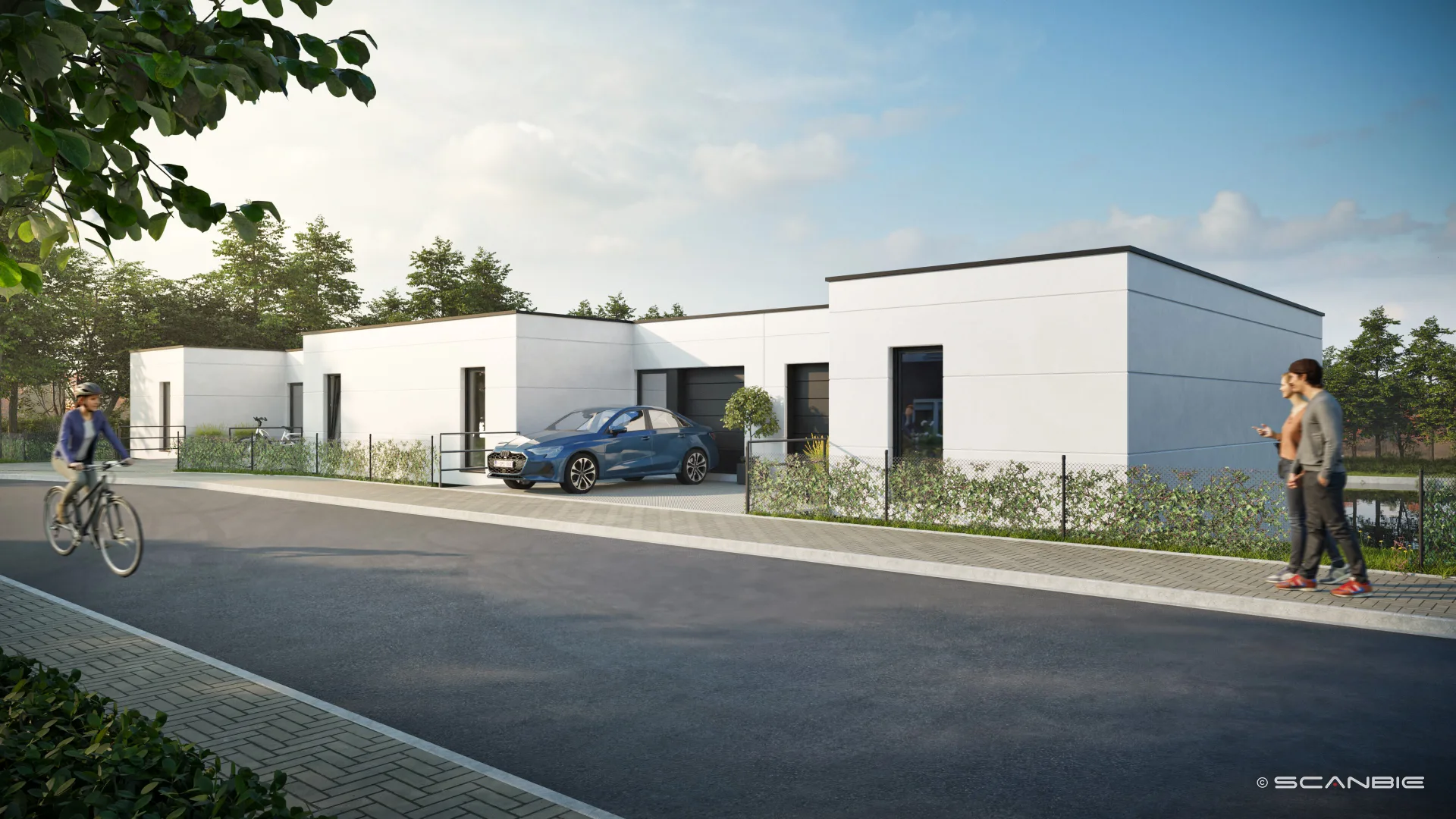 Eden Roc nieuwbouwwoningen gezien vanuit de straat met privé-inrit